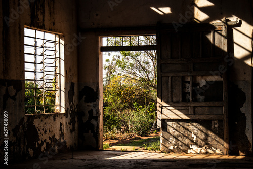 Avai, Sao Paulo, Brazil, September 10, 2019. Inside of the old and abandoned train station in Avai municipality, midwest region of Sao Paulo state