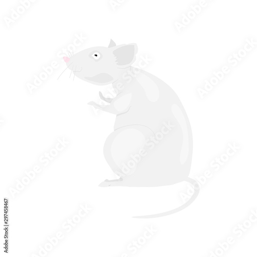 Gray rat symbol of the new year 2020 on a white background. Flat vector illustration EPS10