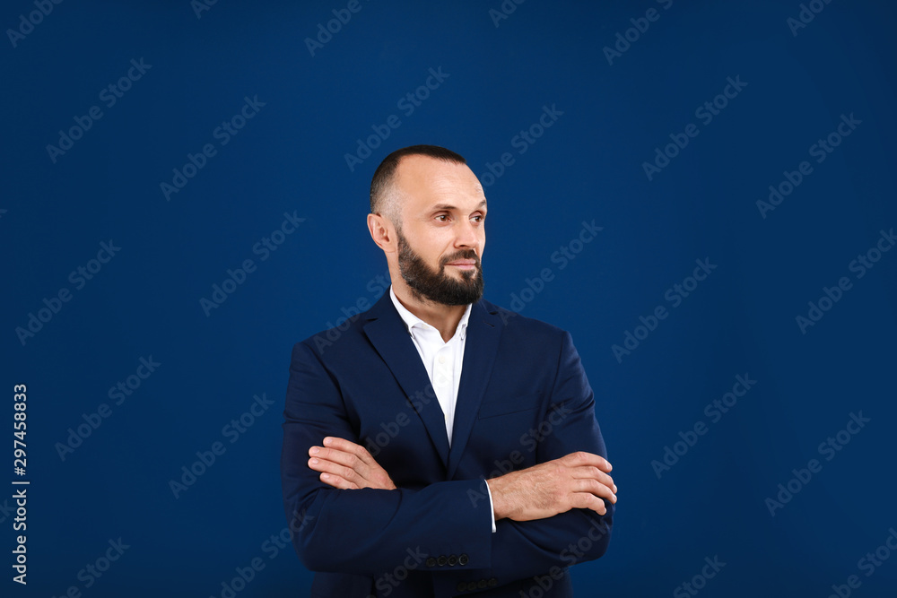 Portrait of handsome man on blue background Portrait of handsome man on blue background