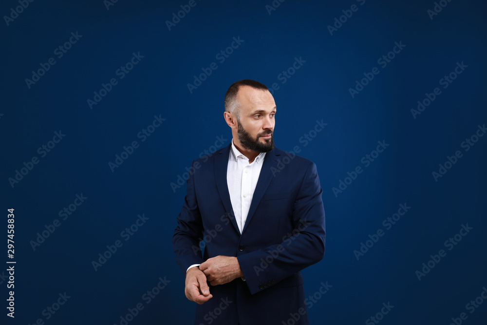 Portrait of handsome man on blue background Portrait of handsome man on blue background