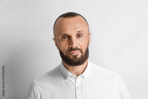 Portrait of handsome man on white background