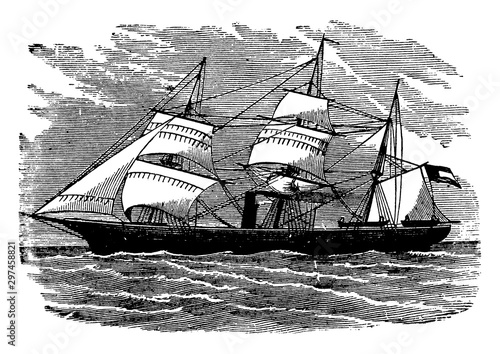 Privateer Ship Sumter, vintage illustration.