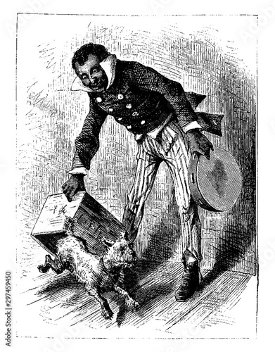 Man and Dog, vintage illustration