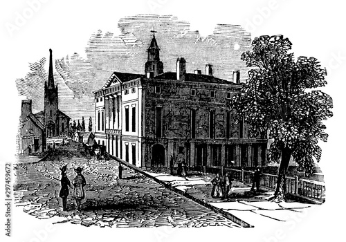 Federal Hall, vintage illustration.