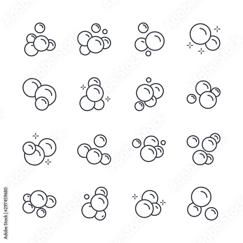 Bubbles set icon template color editable. Soap foam, fizzy drink, oxygen bubble symbol vector sign isolated on white background illustration for graphic and web design.