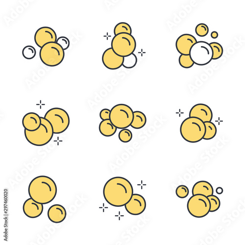 Bubbles set icon template color editable. Soap foam, fizzy drink, oxygen bubble symbol vector sign isolated on white background illustration for graphic and web design.