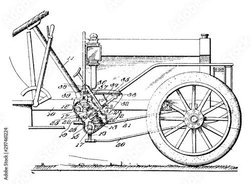 Auxiliary Steering Device, vintage illustration.