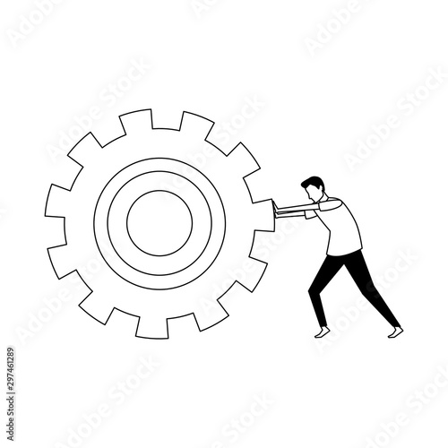 avatar man pushing big gear wheel