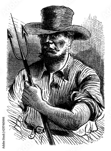 Man with Triton Spear, vintage illustration