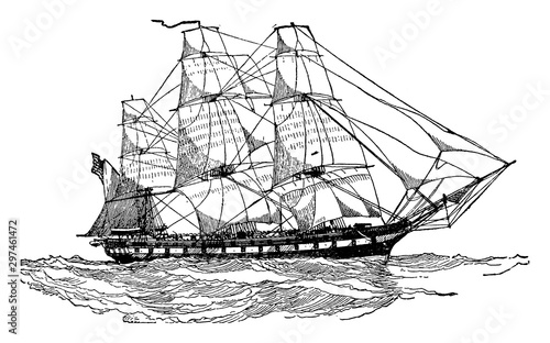 United States Frigate of 1812, vintage illustration.