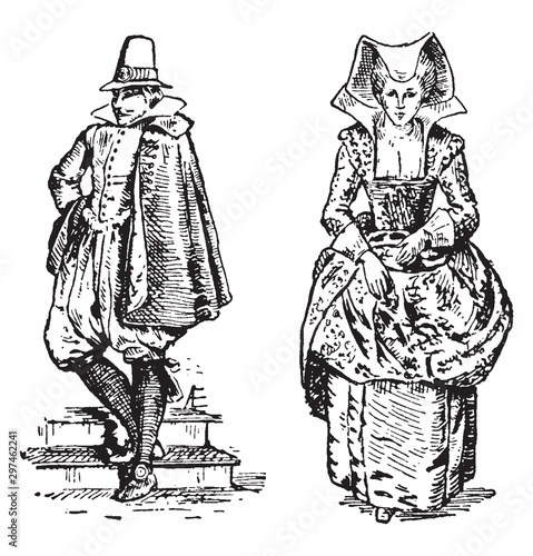 Obraz na płótnie French Huguenots, vintage illustration
