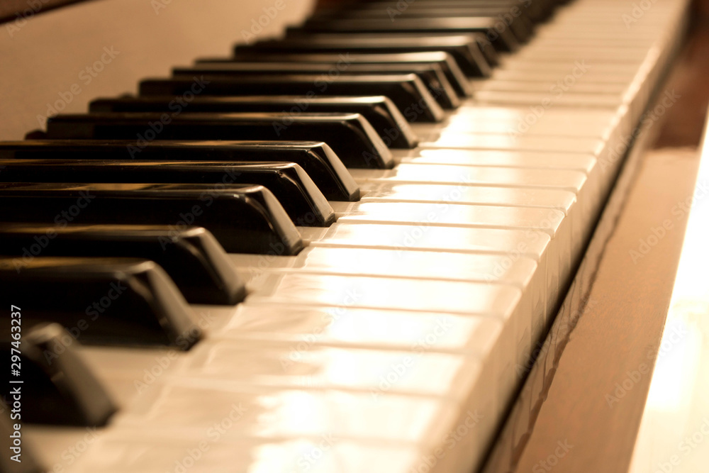 Piano keys. Piano keys background. Selective focus. Piano keys. Piano keys background. Selective focus.