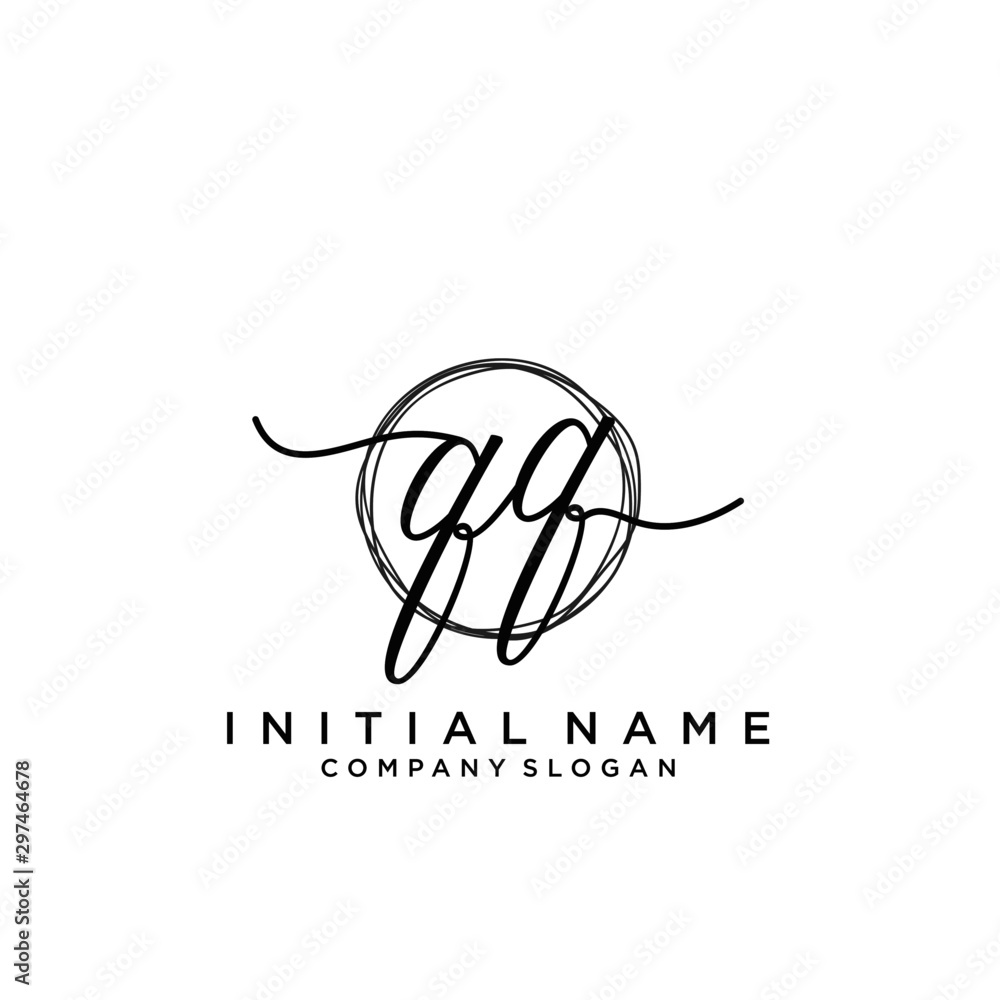 QQ Initial handwriting logo with circle template QQ Initial handwriting logo with circle template
