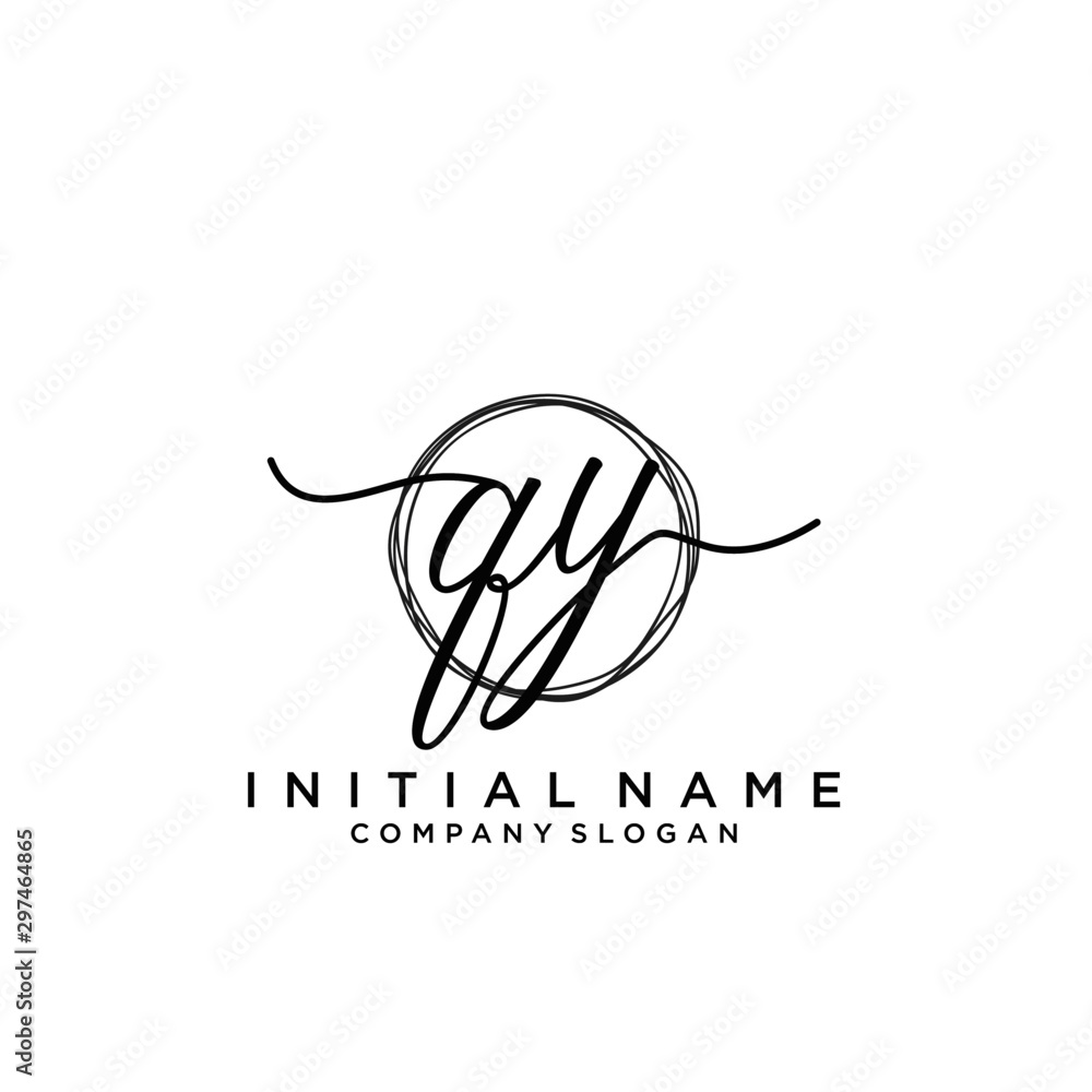 QY Initial handwriting logo with circle template QY Initial handwriting logo with circle template