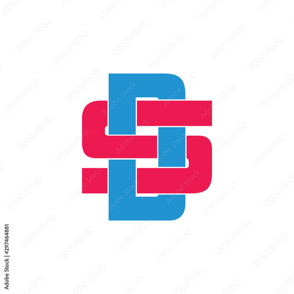 Obraz premium letter ds linked overlapping logo vector