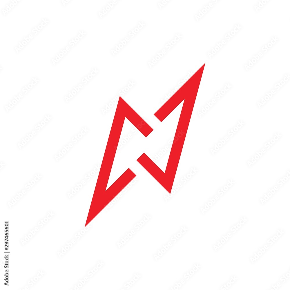 letter n thunder shape geometric line logo vector letter n thunder shape geometric line logo vector