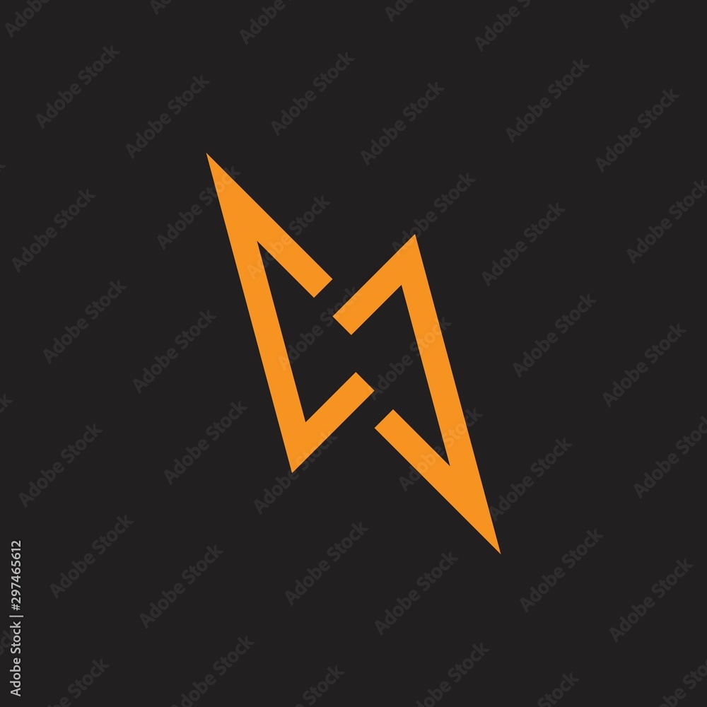 thunder simple geometric line design logo vector thunder simple geometric line design logo vector