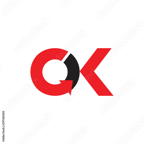 letter ck circle geometric arrow logo vector
