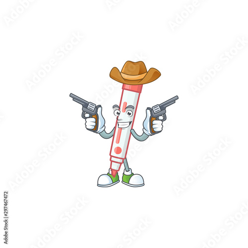 Cowboy red white board marker in cartoon