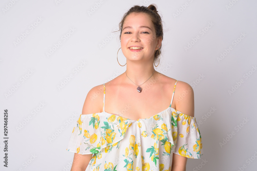 Face of happy young beautiful woman smiling Face of happy young beautiful woman smiling