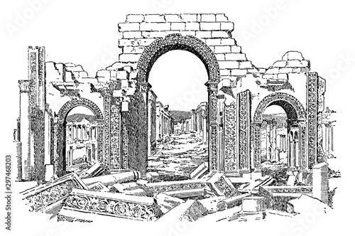 Ruins of Palmyra, vintage illustration.