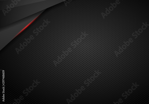 abstract black with red frame template layout design tech concept background - Vector
