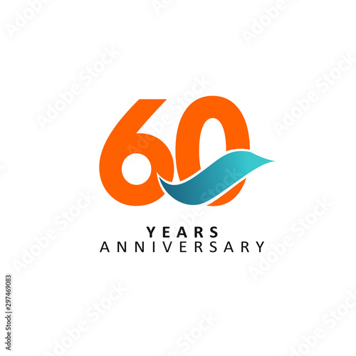 60 Year Anniversary Vector Template Design Illustration