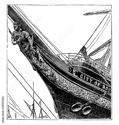 Fotografía Figurehead of Ship, vintage illustration.