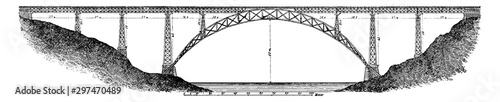 Maria Pia Bridge, vintage illustration.
