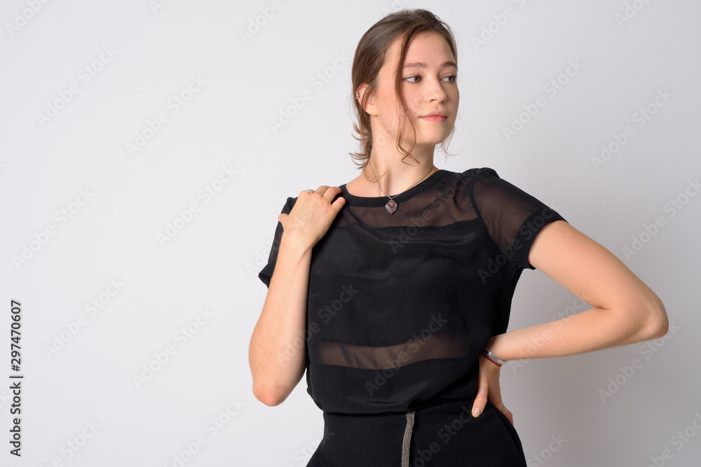 Portrait of young beautiful woman looking away Portrait of young beautiful woman looking away