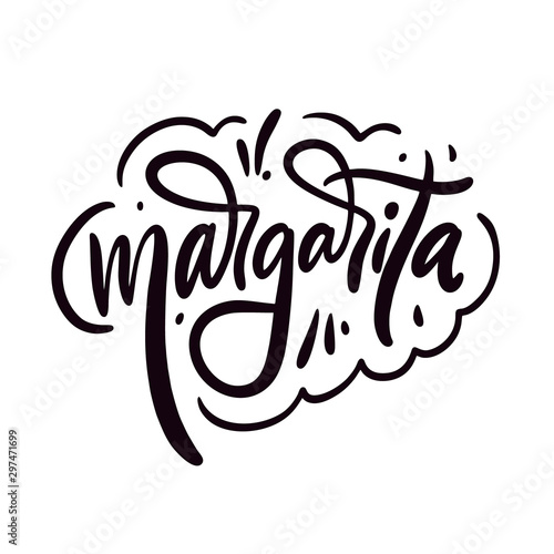 Margarita sign name cocktail. Hand drawn vector lettering phrase. Cartoon style.