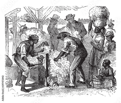Cotton Gin, vintage illustration
