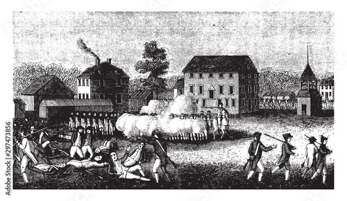 Skirmish at Lexington,vintage illustration