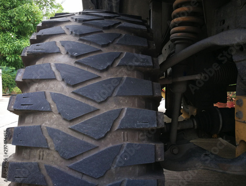 Pattern and surface old tire off-road with Suspension car 4x4