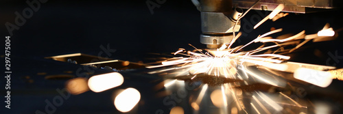 Sparks fly out machine head for metal processing photo
