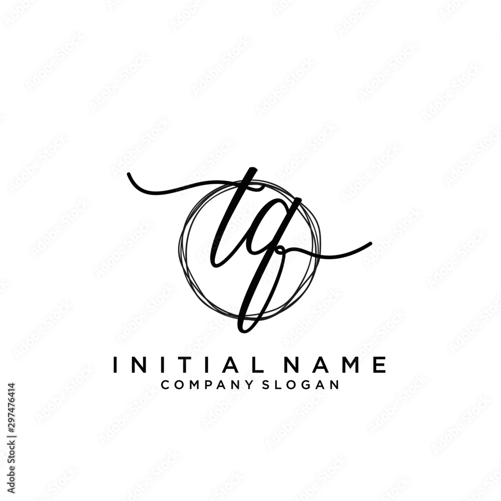TQ Initial handwriting logo with circle template TQ Initial handwriting logo with circle template