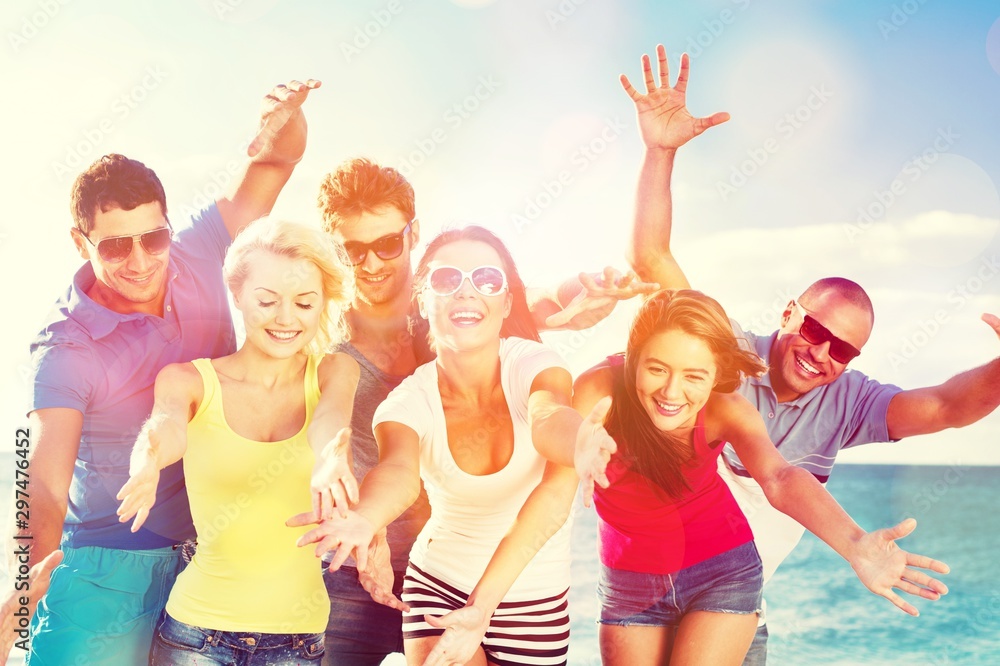 Group of happy friends having fun together Group of happy friends having fun together