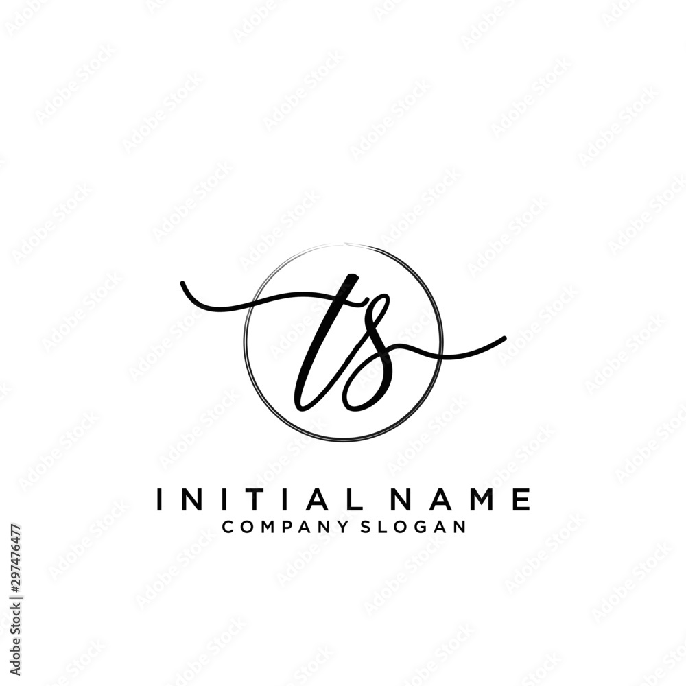 TS Initial handwriting logo with circle template TS Initial handwriting logo with circle template