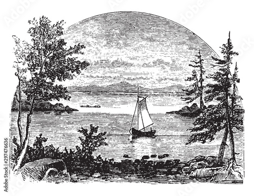 Mount Desert Island, vintage illustration.