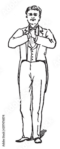 Man standing, vintage illustration