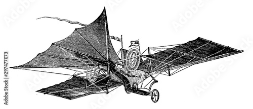 Henson Flying Machine, vintage illustration.