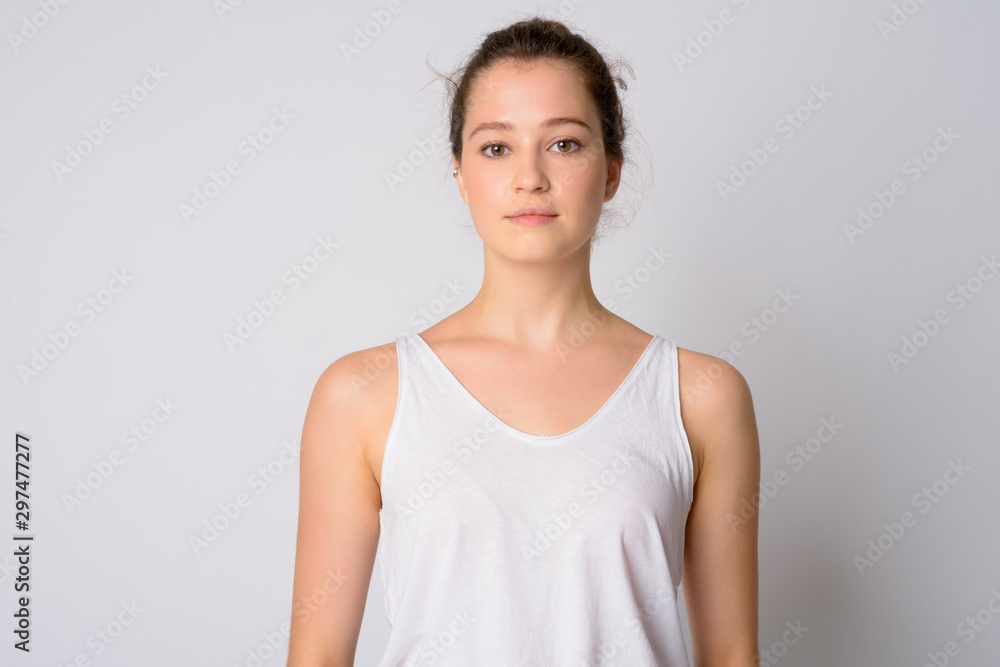 Face of young beautiful woman looking at camera Face of young beautiful woman looking at camera