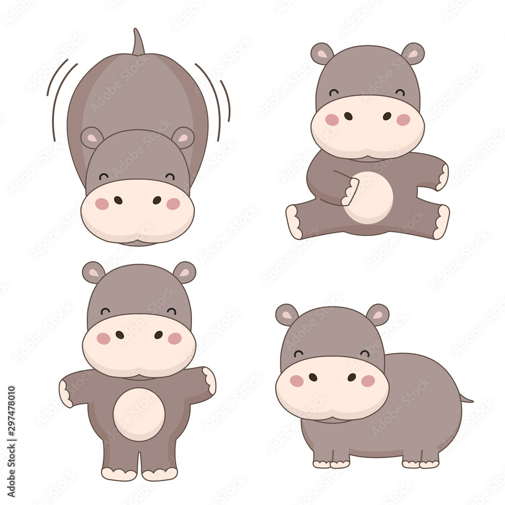 Little hippopotamus  cartoon. Vector illustration