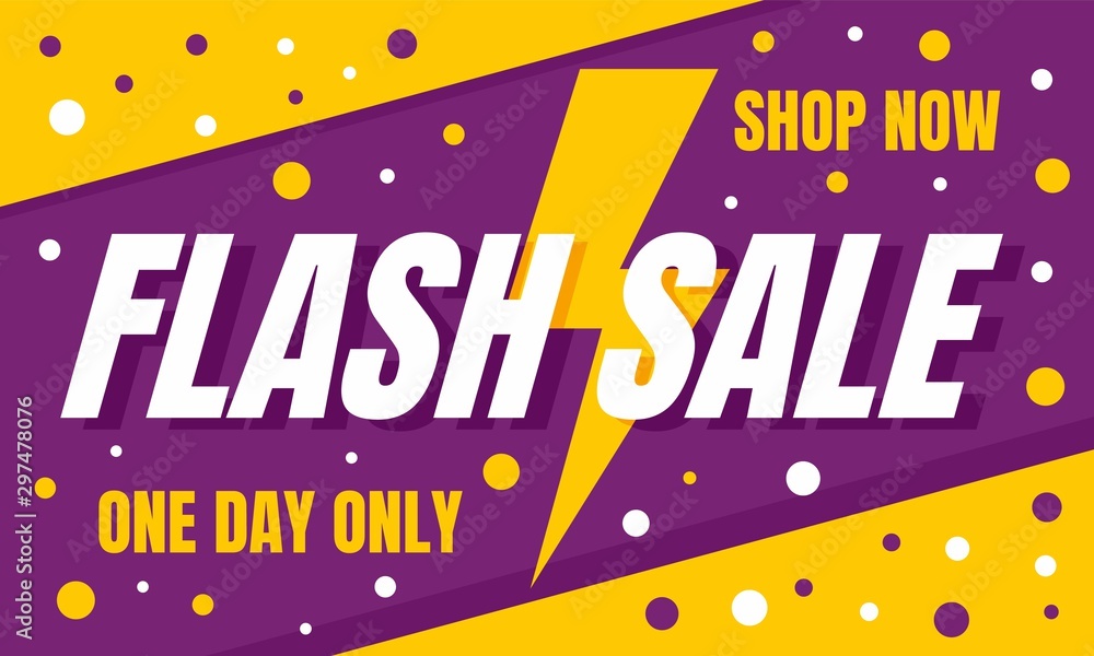 Flash sale shop now concept banner. Flat illustration of flash sale shop now vector concept banner for web design - obrazy, fototapety, plakaty 