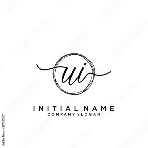 UI Initial handwriting logo with circle template