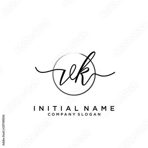VK Initial handwriting logo with circle template