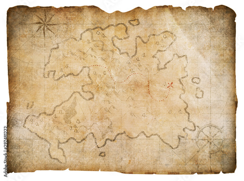 old nautical pirates treasure map isolated