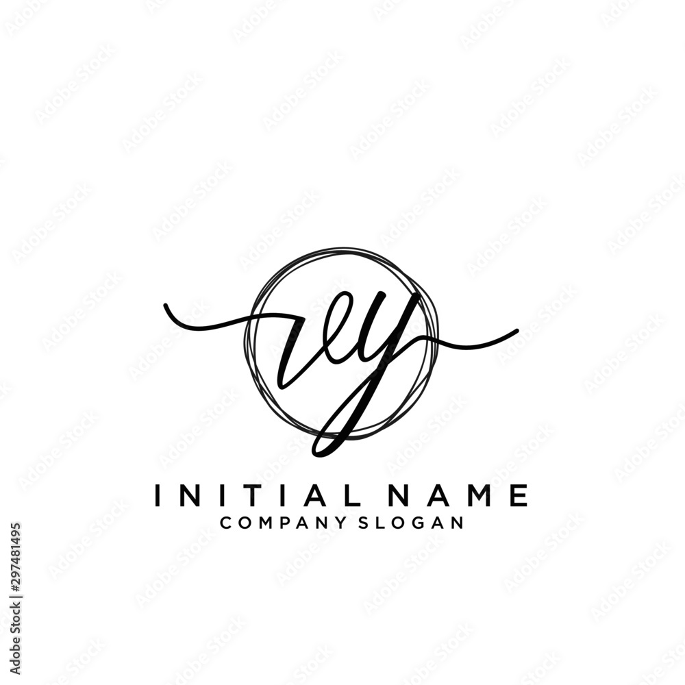 VY Initial handwriting logo with circle template VY Initial handwriting logo with circle template