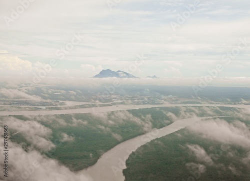 Aerial view of cloudy mountain