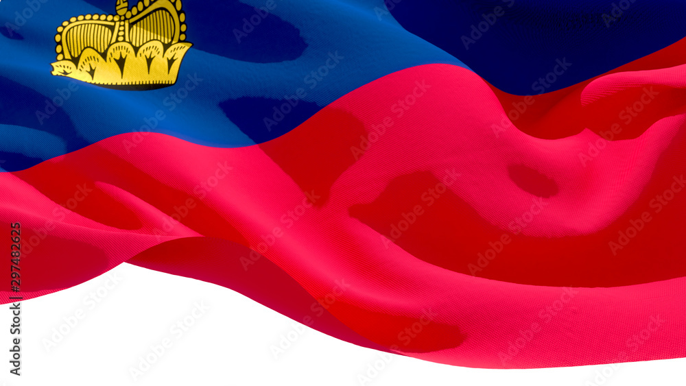 Naklejka premium Principality of Liechtenstein waving national flag. 3D illustration